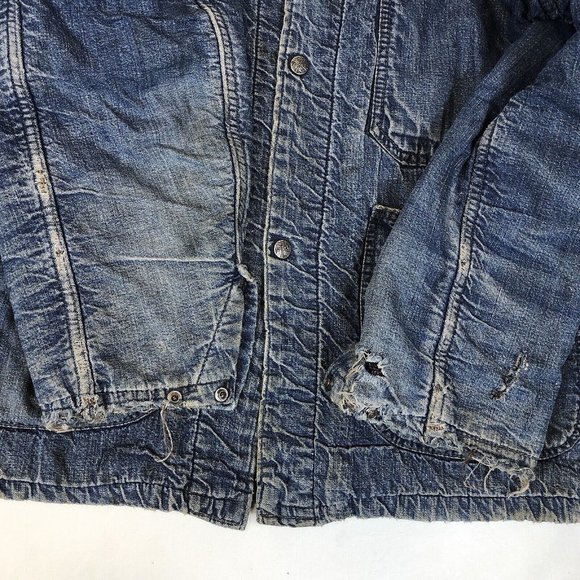 Dubble Ware 60's Denim Chore Jacket Wool Blanket Lined Vintage Workwear Coat - Picture 6 of 16
